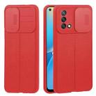 For OPPO A74 4G / F19 Litchi Texture Sliding Camshield TPU Phone Case(Red) - 1