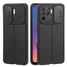 For OPPO A94 4G / Reno5 F / Reno5 Lite / F19 Litchi Texture Sliding Camshield TPU Phone Case(Black) - 1