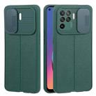 For OPPO A94 4G / Reno5 F / Reno5 Lite / F19 Litchi Texture Sliding Camshield TPU Phone Case(Dark Green) - 1