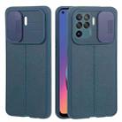 For OPPO A94 4G / Reno5 F / Reno5 Lite / F19 Litchi Texture Sliding Camshield TPU Phone Case(Blue) - 1