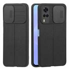 For OPPO F17 Pro / Reno4 Lite / A93 / Reno4 F Litchi Texture Sliding Camshield TPU Phone Case(Black) - 1