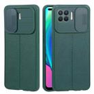 For OPPO F17 Pro / Reno4 Lite / A93 / Reno4 F Litchi Texture Sliding Camshield TPU Phone Case(Dark Green) - 1