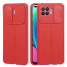 For OPPO F17 Pro / Reno4 Lite / A93 / Reno4 F Litchi Texture Sliding Camshield TPU Phone Case(Red) - 1