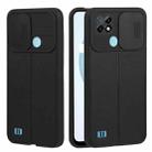 For OPPO Realme C21 Litchi Texture Sliding Camshield TPU Phone Case(Black) - 1