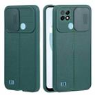 For OPPO Realme C21 Litchi Texture Sliding Camshield TPU Phone Case(Dark Green) - 1