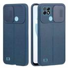 For OPPO Realme C21 Litchi Texture Sliding Camshield TPU Phone Case(Blue) - 1