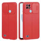 For OPPO Realme C21 Litchi Texture Sliding Camshield TPU Phone Case(Red) - 1