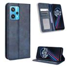 For OPPO Realme 9 Pro Magnetic Buckle Retro Texture Leather Phone Case(Blue) - 1