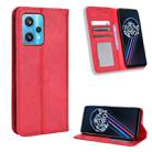 For OPPO Realme 9 Pro Magnetic Buckle Retro Texture Leather Phone Case(Red) - 1
