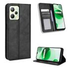 For OPPO Realme C35 Magnetic Buckle Retro Texture Leather Phone Case(Black) - 1