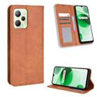 For OPPO Realme C35 Magnetic Buckle Retro Texture Leather Phone Case(Brown) - 1