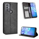 For TCL 30 SE / 30 E / 306 / Sharp Aquos V6 Magnetic Buckle Retro Texture Leather Phone Case(Black) - 1
