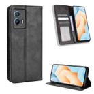 For vivo iQOO U5 5G Magnetic Buckle Retro Texture Leather Phone Case(Black) - 1
