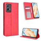 For vivo iQOO U5 5G Magnetic Buckle Retro Texture Leather Phone Case(Red) - 1