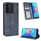 For TECNO Spark Go 2022 / Spark 8C Magnetic Buckle Retro Texture Leather Phone Case(Blue) - 1