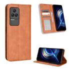 For Xiaomi Redmi K40S Magnetic Buckle Retro Texture Leather Phone Case(Brown) - 1