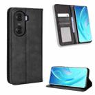 For Honor 60 Magnetic Buckle Retro Texture Leather Phone Case(Black) - 1