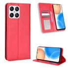 For Honor X8 Magnetic Buckle Retro Texture Leather Phone Case(Red) - 1