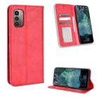 For Nokia G21 / G11 Magnetic Buckle Retro Texture Leather Phone Case(Red) - 1