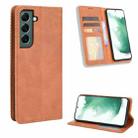 For Samsung Galaxy S22 5G Magnetic Buckle Retro Texture Leather Phone Case(Brown) - 1