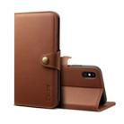 For iPhone XR Denior V2 Luxury Car Cowhide Horizontal Flip Leather Case with Wallet(Brown) - 1