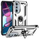 For Motorola Edge 30 Pro Shockproof TPU + PC Phone Case with Holder(Silver) - 1