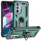 For Motorola Edge 30 Pro Shockproof TPU + PC Phone Case with Holder(Dark Green) - 1