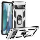 For Google Pixel 7 Shockproof TPU + PC Phone Case with Holder(Silver) - 1