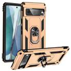 For Google Pixel 7 Shockproof TPU + PC Phone Case with Holder(Gold) - 1