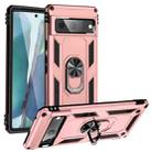 For Google Pixel 7 Shockproof TPU + PC Phone Case with Holder(Rose Gold) - 1