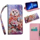 For iPhone 13 Pro Max 3D Painting Pattern Coloured Drawing Leather Phone Case (Colorful Owl) - 1