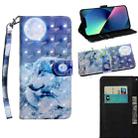 For iPhone 13 mini 3D Painting Pattern Coloured Drawing Leather Phone Case (Wolf) - 1