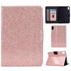 For Lenovo Legion Y700 Varnish Glitter Powder Smart Leather Tablet Case(Rose Gold) - 1