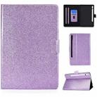 For Samsung Galaxy Tab S8 / S7 Varnish Glitter Powder Smart Leather Tablet Case(Purple) - 1