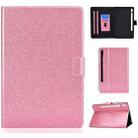 For Samsung Galaxy Tab S8 / S7 Varnish Glitter Powder Smart Leather Tablet Case(Pink) - 1