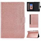 For Samsung Galaxy Tab S8 / S7 Varnish Glitter Powder Smart Leather Tablet Case(Rose Gold) - 1