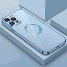 For iPhone 11 Pro Max 9D Electroplated Edge Lens Film Clear PC + TPU Shockproof Case (Sierra Blue) - 1