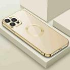 For iPhone 12 9D Electroplated Edge Lens Film Clear PC + TPU Shockproof Case(Gold) - 1