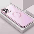 For iPhone 13 9D Electroplated Edge Lens Film Clear PC + TPU Shockproof Case(Pink) - 1
