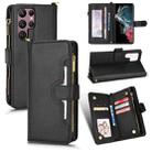 For Samsung Galaxy S22 Ultra 5G Litchi Texture Zipper Leather Phone Case(Black) - 1