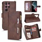 For Samsung Galaxy S22 Ultra 5G Litchi Texture Zipper Leather Phone Case(Brown) - 1