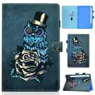 For Samsung Galaxy Tab S8 X700 X706 Colored Drawing Smart Leather Tablet Case(Rose Owl) - 1