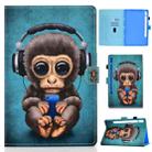 For Samsung Galaxy Tab S8 X700 X706 Colored Drawing Smart Leather Tablet Case(Headphone Monkey) - 1