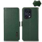 For OPPO Find X5 Pro KHAZNEH Side-Magnetic Litchi Genuine Leather RFID Phone Case(Green) - 1