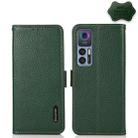 For TCL 30 5G / 30 Plus 5G KHAZNEH Side-Magnetic Litchi Genuine Leather RFID Phone Case(Green) - 1