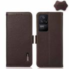 For Xiaomi Redmi K40S 5G KHAZNEH Side-Magnetic Litchi Genuine Leather RFID Phone Case(Brown) - 1