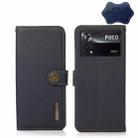 For Xiaomi Poco X4 Pro 5G KHAZNEH Custer Genuine Leather RFID Phone Case(Blue) - 1