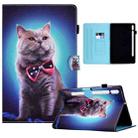 For Samsung Galaxy Tab S8 / S7 Colored Drawing Smart Leather Tablet Case(Bow Tie Cat) - 1