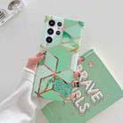 For Samsung Galaxy S22 5G Electroplated Splicing Marble TPU Phone Case(Green Lattice) - 1