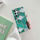 For Samsung Galaxy S22+ 5G Electroplated Splicing Marble TPU Phone Case(Dark Green) - 1